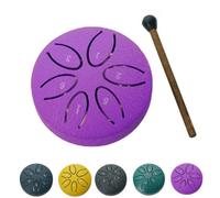 Buddha Stones Mini Steel Tongue Drum,3 Inch Sound Healing Drum Kit, 2024 Newest Mini Handpan Drum,6 Note Worry Free Drum,Steel Drum Instrument, Healing Stones (Color : Purple, Size : Leaf style)