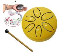 Buddha Stones Mini Steel Tongue Drum,3 Inch Sound Healing Drum Kit,6 Note Worry Free Drum, Great for Yoga Meditation, Camping, Music Enlightenment (Color : Gold 1)