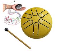 Buddha Stones Mini Steel Tongue Drum,3 Inch Sound Healing Drum Kit,6 Note Worry Free Drum, Great for Yoga Meditation, Camping, Music Enlightenment (Color : Gold 2)