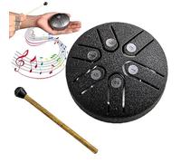 Buddha Stones Mini Steel Tongue Drum,3 Inch Sound Healing Drum Kit,6 Note Worry Free Drum, Great for Yoga Meditation, Camping, Music Enlightenment (Color : Black 2)