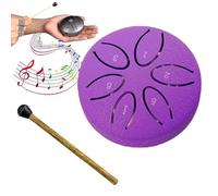 Buddha Stones Mini Steel Tongue Drum,3 Inch Sound Healing Drum Kit,6 Note Worry Free Drum, Great for Yoga Meditation, Camping, Music Enlightenment (Color : Purple 1)