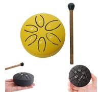 Buddha Stones Mini Steel Tongue Drum, Mini Handpan Drum, 3 Inch Sound Healing Drum Kit, 6 Note Worry Free Drum (Color : Gold, Size : Leaf style)