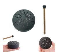 Buddha Stones Mini Steel Tongue Drum, Mini Handpan Drum, 3 Inch Sound Healing Drum Kit, 6 Note Worry Free Drum (Color : Black, Size : Leaf style)