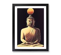 Buddha Under The Sun Framed Print | A4 Black Framed Wall Art | Ready to Hang | Modern Religious Picture | Living Room Bedroom Lounge Office