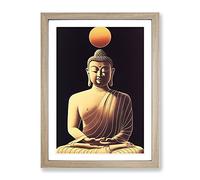 Buddha Under The Sun Framed Print | A4 Oak Framed Wall Art | Ready to Hang | Modern Religious Picture | Living Room Bedroom Lounge Office