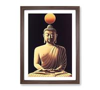 Buddha Under The Sun Framed Print for Living Room Bedroom Home Office Décor, Wall Art Picture Ready to Hang, Walnut A4 Frame (34 x 25 cm)