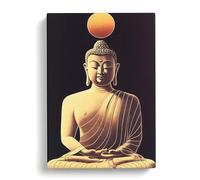 Buddha Under The Sun Red, Peach, Brown Canvas Print | Gallery Wrapped 30mm Frame Wall Art | 30x20 inches | Ready to Hang | Contemporary Still Life Picture | Living Room Bedroom Lounge Office