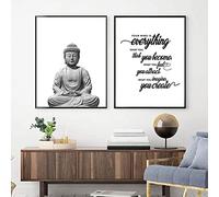 Buddha Wall Art Canvas Painting Yoga Poster Black And White Wall Pictures Buddha Quote Zen Wall Art Prints Yoga Studio Decoration Unframed-40x50cmx2