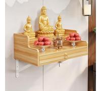 Buddha Wall-Mounted Statue Stand Shrine Altar Table, Bamboo Prayer Incense Table, Wooden Shelf for Home Decor