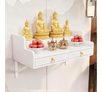Buddha Wall-Mounted Statue Stand Shrine Altar Table, Bamboo Prayer Incense Table, Wooden Shelf for Home Decor