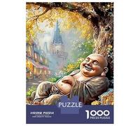Buddha Wealth 1000 Pcs 3-Layer Cardboard Laughing Buddha in Town Classic Puzzle, Ultra Hard for Adults, Stress Relief, Wall Decor & Family Game Night Gift 52x38cm/1000pcs