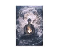 Buddha With Glowing Light In Clouds Wall Art, Serene Decor For Home And Meditation Space Artistic Wall Mural Modern Hanging Decor Poster16x24inch(40x60cm)