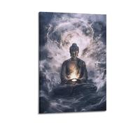 Buddha With Glowing Light In Clouds Wall Art, Serene Decor For Home And Meditation Space Artistic Wall Mural Modern Hanging Decor Poster12x18inch(30x45cm)