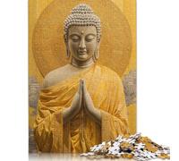 Buddha with Halo in Orange Robe Puzzle 500 Piece Adult Jigsaw Puzzle Puzzles for Adults Puzzles Sustainable Puzzle for Adults | Games 500pcs (52x38cm)