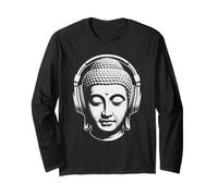 Buddha with Headphones Mindfulness Music Boho Zen Buddhism Long Sleeve T-Shirt