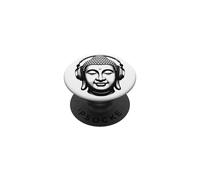 Buddha with Headphones Mindfulness Music Boho Zen Buddhism PopSockets Adhesive PopGrip