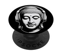 Buddha with Headphones Mindfulness Music Boho Zen Buddhism PopSockets Adhesive PopGrip