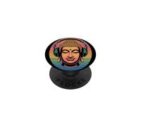 Buddha with Headphones Mindfulness Music Boho Zen Buddhism PopSockets Adhesive PopGrip