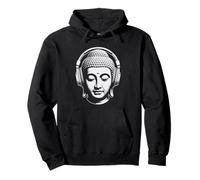Buddha with Headphones Mindfulness Music Boho Zen Buddhism Pullover Hoodie
