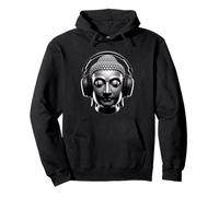 Buddha with Headphones Mindfulness Music Boho Zen Buddhism Pullover Hoodie