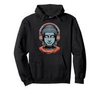 Buddha with Headphones Mindfulness Music Boho Zen Buddhism Pullover Hoodie