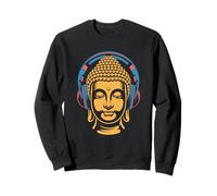 Buddha with Headphones Mindfulness Music Boho Zen Buddhism Sweatshirt