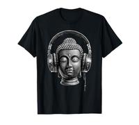 Buddha with Headphones Mindfulness Music Boho Zen Buddhism T-Shirt