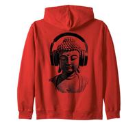 Buddha with Headphones Mindfulness Music Boho Zen Buddhism Zip Hoodie