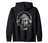 Buddha with Headphones Mindfulness Music Boho Zen Buddhism Zip Hoodie