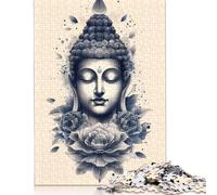 Buddha with Lotus Flowers Puzzle 1000 Piece Adult Jigsaw Puzzle Puzzles for Adults Puzzles Sustainable Puzzle for Adults | Games 1000pcs (75x50cm)