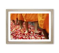 Buddhism Monks Framed Print | A2 Oak Framed Wall Art | Ready to Hang | Modern Nature Picture | Living Room Bedroom Lounge Office