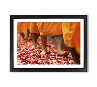 Buddhism Monks Framed Print | A2 Oak Framed Wall Art | Ready to Hang | Modern Nature Picture | Living Room Bedroom Lounge Office
