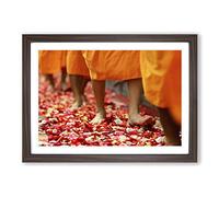 Buddhism Monks Framed Print | A2 Walnut Framed Wall Art | Ready to Hang | Modern Nature Picture | Living Room Bedroom Lounge Office