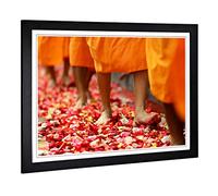 Buddhism Monks Framed Wall Art Print A2 Black