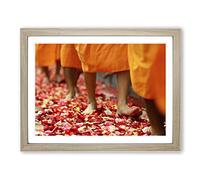 Buddhism Monks Modern Framed Print | A3 Oak Framed Wall Art | Ready to Hang | Modern Nature Picture | Living Room Bedroom Lounge Office