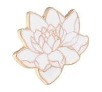 Buddhism White Lotus Flower Enamel Plant Brooch Pin for Denim Coat and Backpack