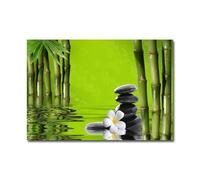 Buddhism Zen Spa Still Life Water Stone Bamboo Canvas Painting Wall Art Pictures Posters Print Living Room Bedroom Decor A8 21X30Cm Unframed