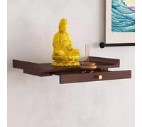 Buddhist Altar Shelf, Solid Wood Shrine for Buddha and Guanyin Statues, Personal Prayer Niche, Tribute Puja Table for Home Display and Offerings