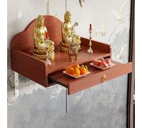 Buddhist Altar Shelf Wall Mounted Display Rack with Drawer, Fengshui Statue Holder for Home Decoration, Chinese Buddhist Supplies