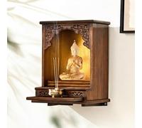 Buddhist Altar Shelf, Wall-mounted Wood Personal Shrine with Retractable Pull-out Shelves, Ideal Meditation Table for Living Room Decor