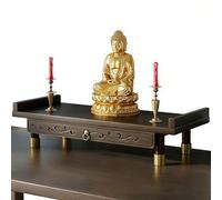 Buddhist Altar Table, Wall-Mounted Desktop Buddha Shrine with Telescopic Tray, Heavy-Duty Pooja Mandir God Stand, Bamboo Meditation Shrine for Prayer Offering