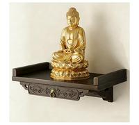 Buddhist Altar Table, Wall-Mounted Desktop Buddha Shrine with Telescopic Tray, Heavy-Duty Pooja Mandir God Stand, Bamboo Meditation Shrine for Prayer Offering