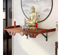 Buddhist Altar Table, Wall Mounted Meditation Shelf, Space Saving Shrine for Wealth God and Guanyin, Suitable for Home or Office