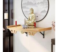 Buddhist Altar Table, Wall-Mounted Meditation Table, Solid Wood Rectangular Prayer Bench, Pooja Cabinet for Home and Office