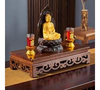 Buddhist Altar Table with Hollow Carving Design,Tabletop Buddha Shelf Stand for Small Spaces,Home or Office Use