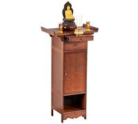 Buddhist Altar Table with Pull-out Tray, Sturdy Pooja Cabinet with Storage for Home, Office, Temple & Ancestral Hall (Natural, 65x40x120cm)