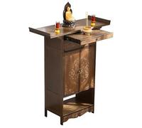 Buddhist Altar Table with Pull-out Tray, Sturdy Pooja Cabinet with Storage for Home, Office, Temple & Ancestral Hall (Natural, 65x40x120cm)