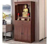 Buddhist Altar Table with Sto Prayer Shrine nd Riser Chinese Relaxat Cabinet for & Prayers (Brown 40cm 15.7in)