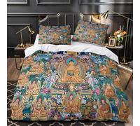 Buddhist Deities Quilt Cover 3D Design Printed Hypoallergenic 3 Pcs Bedding Set Zipper Tibetan Comforter Cover Super Soft Machine Washable for Kids Adults Women Teens Youth Super king（260x220cm）