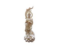 Buddhist Guan Yin Statue - Female Buddha Figure, Avalokiteshvara on Lotus Base - Feng Shui Gift for Home Decor, White Ceramic, Spiritual Serenity, Asian Art